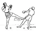 Attacking front kick on the thigh.
