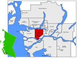 Where Burnaby is located in Metro Vancouver Regional District