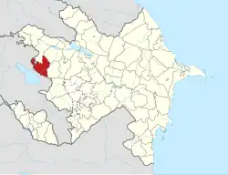 Map of Azerbaijan showing Gadabay raion (green)