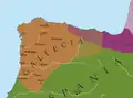 Bishoprics of the Kingdom of Galicia. 6th century: Braga, Porto, Lamego, Coimbra, Dumio, Lugo, Ourense, Astorga, Iria, Britonia, Tui, Idaña, Viseu.