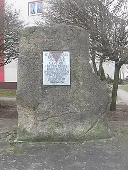 This boulder in Lindenring honors 2,000 women victims of Ravensbrück