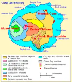 Map showing composition and sediment structure of lake floor