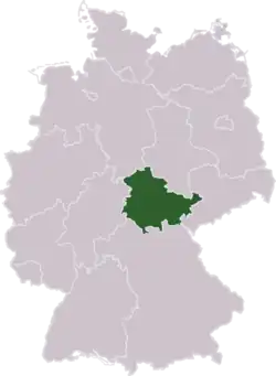 Position of Thuringia in Germany