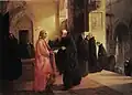 Meeting between Dante and Fra Ilario, (1845), oil on canvas