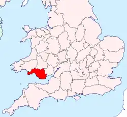 Map showing the location of Glamorgan