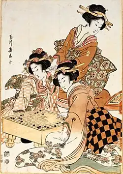 Ukiyo-e painting of geisha playing go (1811).