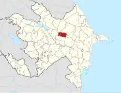 Map of Azerbaijan showing Goychay Raion