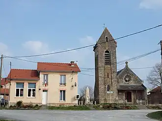The town hall and church in Gratreuil