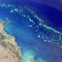 The Great Barrier Reef pictured from space