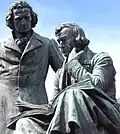 The Brothers Grimm monument in front of the town hall
