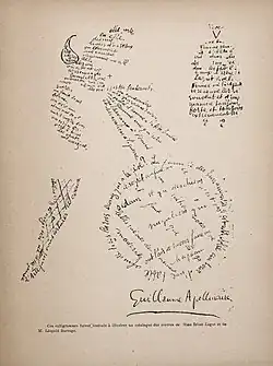 A Calligramme by Guillaume Apollinaire