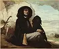 Self-portrait with black dog, 1842