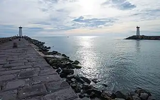 Mouth of the Hérault in the Mediterranean in Agde.