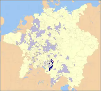 Augsburg territory (blue) in 1648