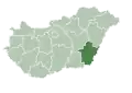 Map of Hungary highlighting Békés County