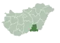 Map of Hungary highlighting Csongrád County