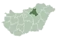 Map of Hungary highlighting Heves County