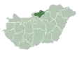 Map of Hungary highlighting Nógrád County