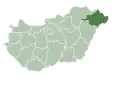 Map of Hungary highlighting Szabolcs-Szatmár-Bereg County