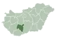 Map of Hungary highlighting Tolna County