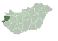 Map of Hungary highlighting Vas County