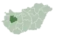 Map of Hungary highlighting Veszprém County