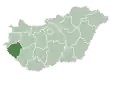 Map of Hungary highlighting Zala County