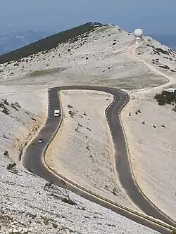 Hairpin turn on the Mont Ventoux in France