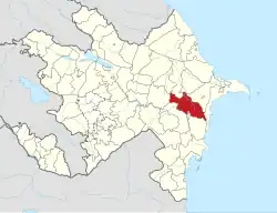 Map of Azerbaijan showing Hajigabul Raion