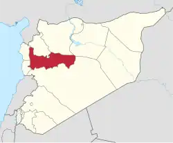 Map of Syria with Hama highlighted