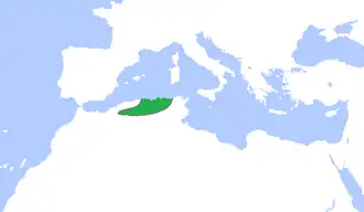 The Hammadid dynasty (green), c. 1100