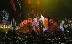 HammerFall performing at Masters of Rock 2007. (l-r) Elmgren, Dronjak, Johansson, Cans and Larsson.