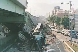 The damaged Kobe Route of the Hanshin Expressway