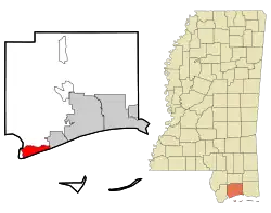 Location of Pass Christian, MS