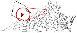 Location of Harrisonburg in Virginia