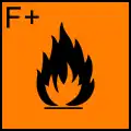 Extremely flammable (F+) (Can easily start a fire)  Example: Hydrogen
