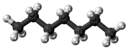 Ball-and-stick model of the heptane molecule