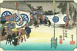 Seki rest stop by Hiroshige, c. 1830s