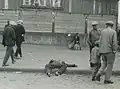 Passers-by ignore the corpse of a starved man on a street in Kharkiv, Ukraine, 1932.