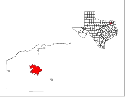 Location of Sulphur Springs in Hopkins County, Texas