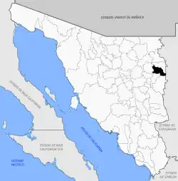 Location of the municipality in Sonora