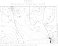 World map showing magnetic lines, for the year 2000