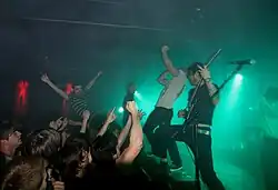 The Dillinger Escape Plan performing in Budapest in 2008.