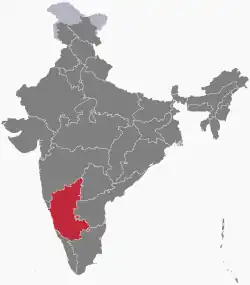 Location of Karnataka in India