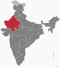 Location of Rajasthan in the Republic of India