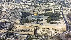 Aerial view of the Temple Mount/al-Haram as-Sharif in Jerusalem.