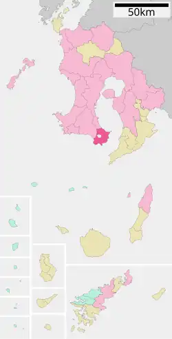 Location of Ibusuki in Kagoshima Prefecture
