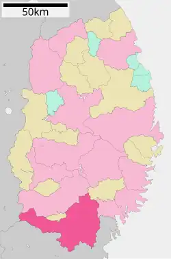 Location of Ichinoseki in Iwate Prefecture