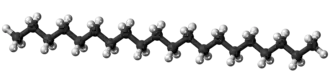 Ball and stick model of the icosane molecule