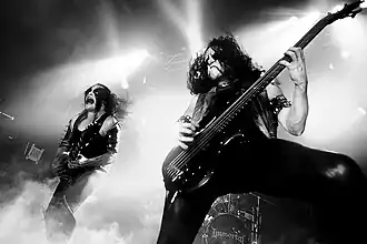 Abbath (left) and Apollyon (right) of Immortal performing in 2011